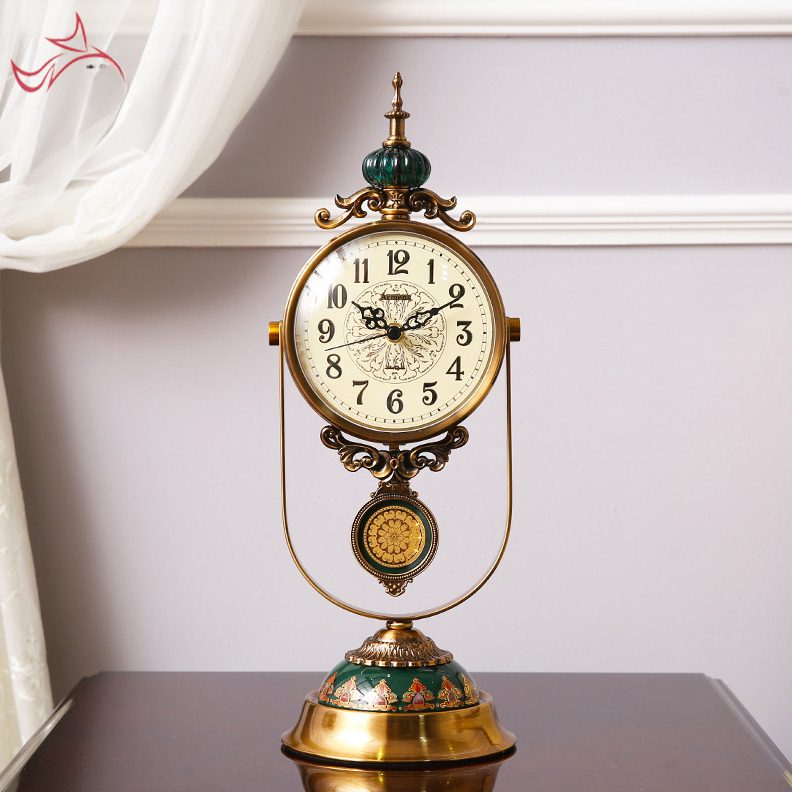 欧式座钟摆件家用客厅桌面时钟时尚复古钟表创意台式摆钟美式台钟