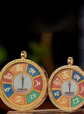 手绘唐卡项链吊坠天然矿物颜料观音嘎乌盒男女随身挂饰