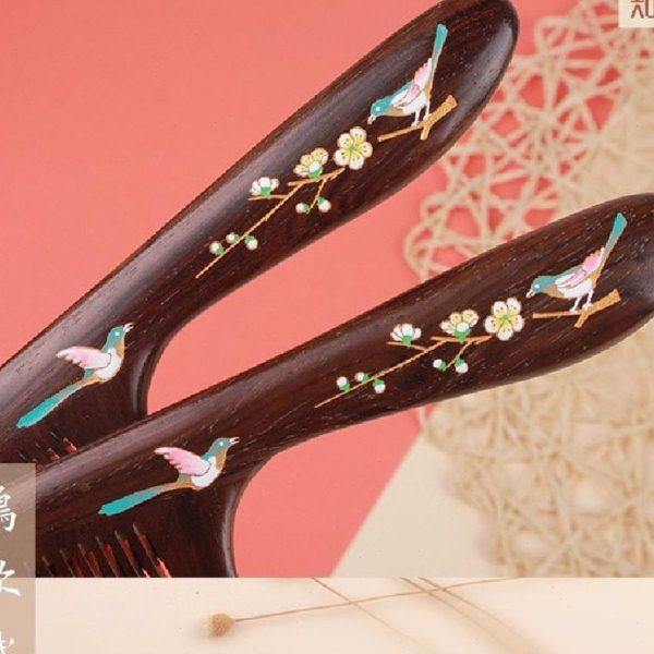 【知木坊】重庆工厂手工漆艺彩绘木梳黑檀皮灰美发梳按摩梳护理,家庭/个人清洁工具,梳子/化妆梳/按摩梳,淘宝优惠券,粉丝福利购,淘宝优惠卷