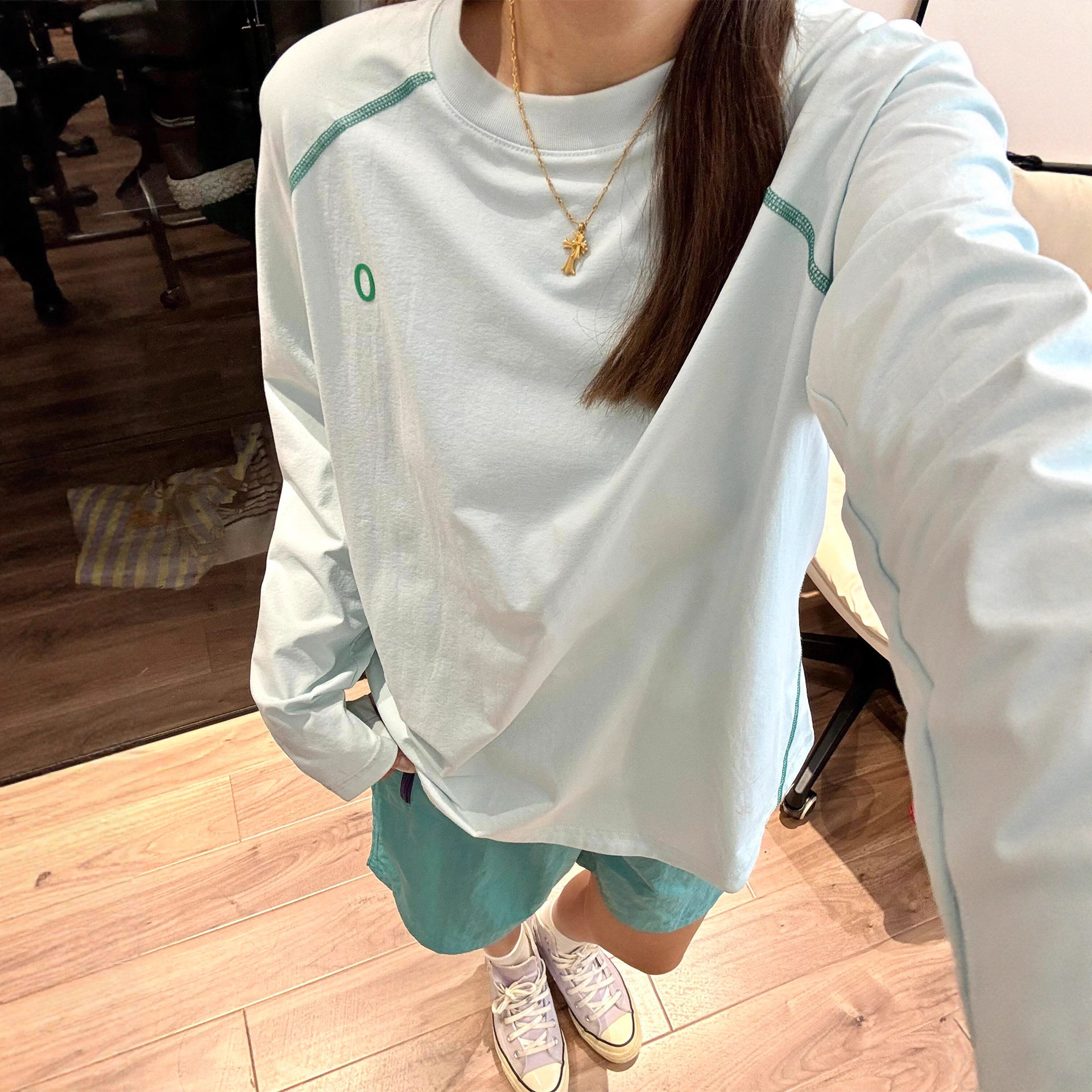 冰川蓝速干长袖t恤女夏季薄款山系运动防晒骑行服户外羽毛球上衣