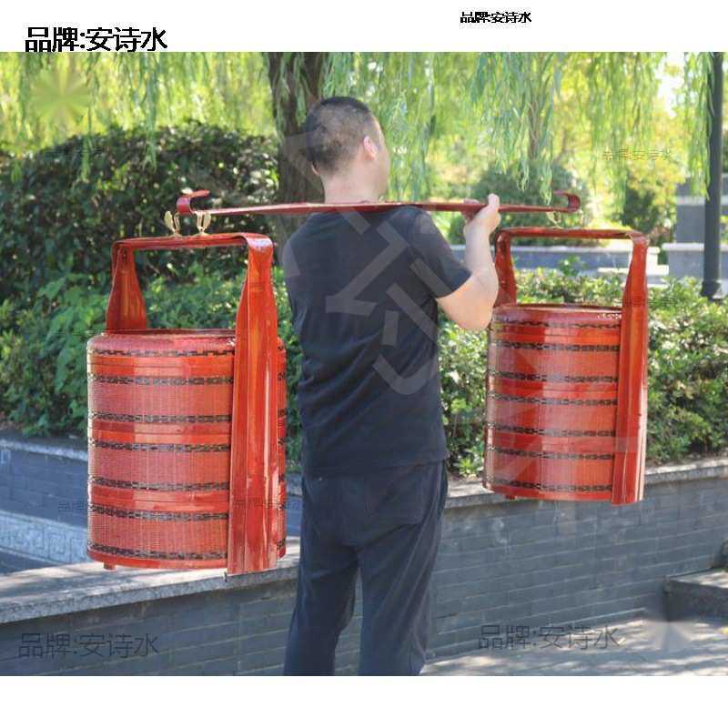 结婚喜庆箩筐采茶篮子结婚定亲西瓜红色生子婚庆扁担一对喜事婚礼