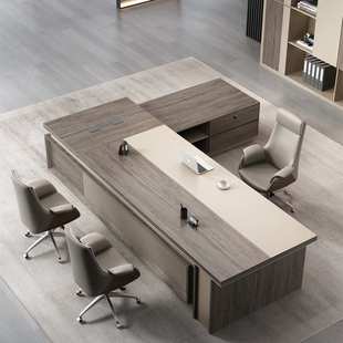 高档轻奢简约现代老板办公桌经理总裁董事长老板桌桌椅组合大班桌