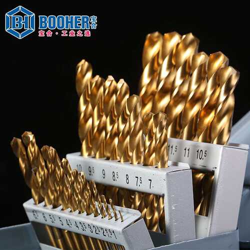 Booher宝合工具 25件套高速钢镀钛直柄麻花钻 BH1400204