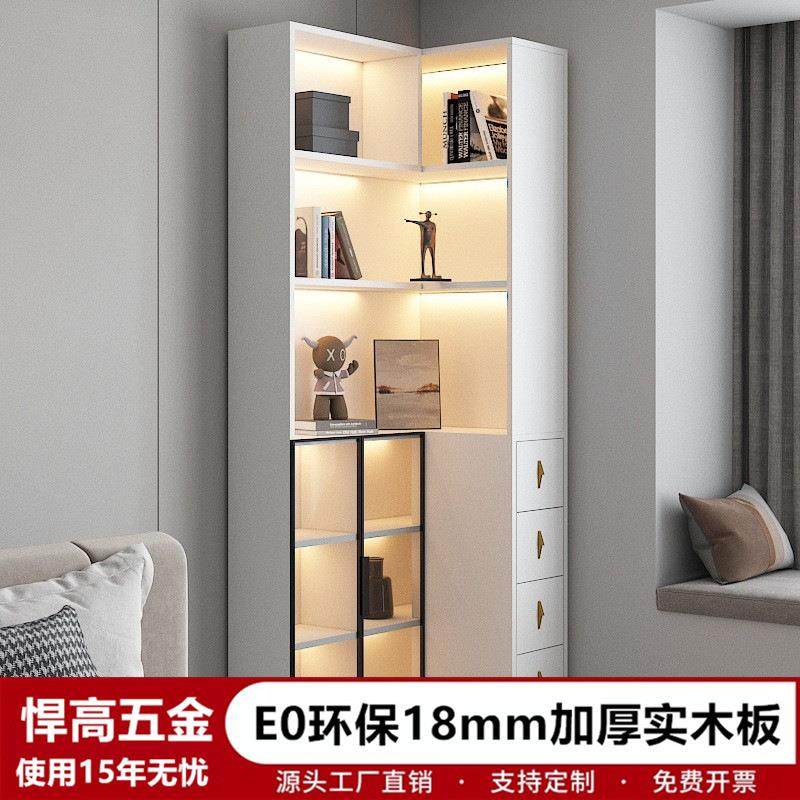 客厅沙发角柜轻奢斗柜家用卧室床头侧面抽拉柜墙角柜玻璃门边柜