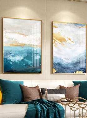 海纳百川抽象蓝色大海玄关装饰画简约北欧挂画酒店走廊大气墙壁画