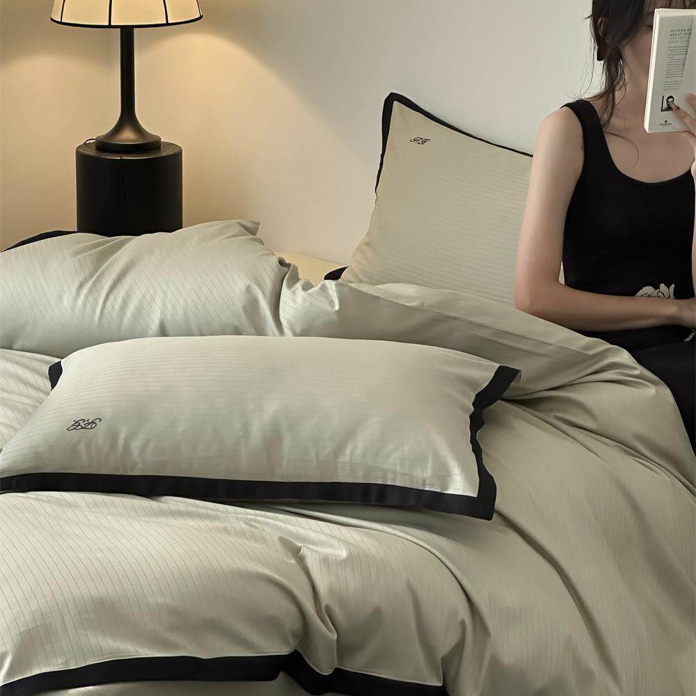 提花四件套A类芙蕾雅简字母刺绣四季款全棉被套床品