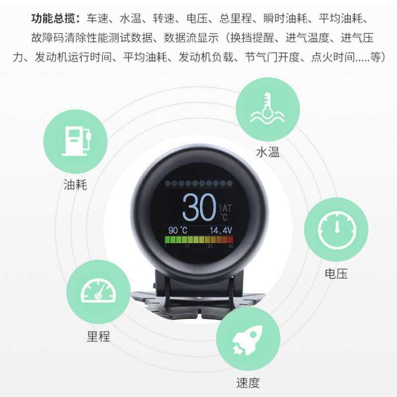 通用车载OBD多功能仪表机油表涡轮表车表水温表油耗仪转速表跨境
