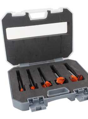 红色木工开孔器套装5PC 铰链石膏板木材取孔 门窗合页木工平翼钻