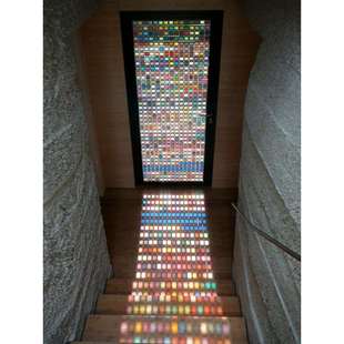 轻奢定做蒂凡尼入户钢化玄关隔断屏风窗门艺术花玻璃七彩方格透