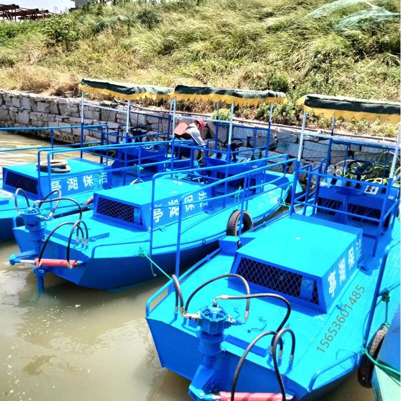小型水草水葫芦粉碎船 河道水面碎草船 漂浮物打捞船