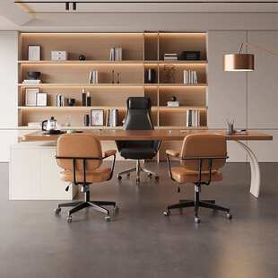 SJ现代简约实木女士办公桌茶桌一体办公室电脑桌大班台老板桌轻奢