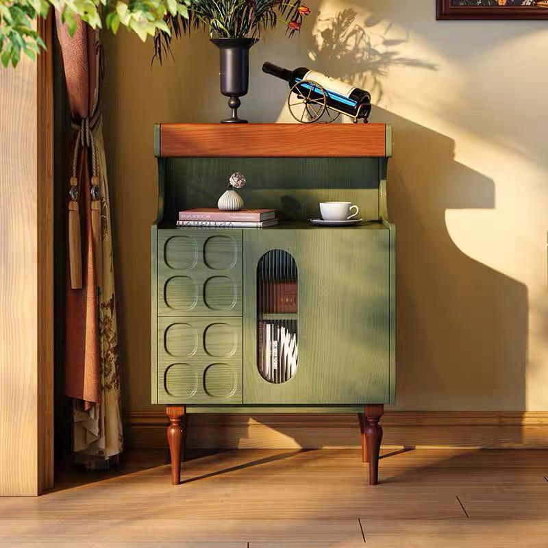 法式中古餐边一体实木简约复古客厅靠墙收纳玄关储物柜茶水家用