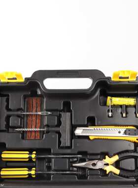 双缸金属大功率车载充气泵汽车打气泵工具箱补胎维修工具套装12v