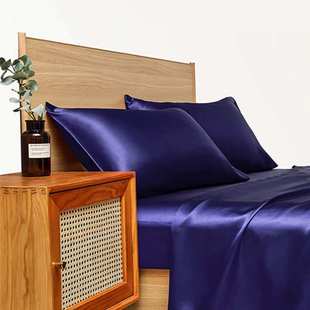 色丁仿真丝跨境四件套床单床笠枕套sheet setTEMU TK 亚马逊代发