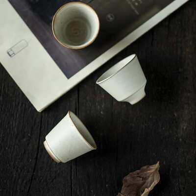 晴先生粉引开片可养茶杯主人杯单杯品茗杯粗陶手工日式温润40ml