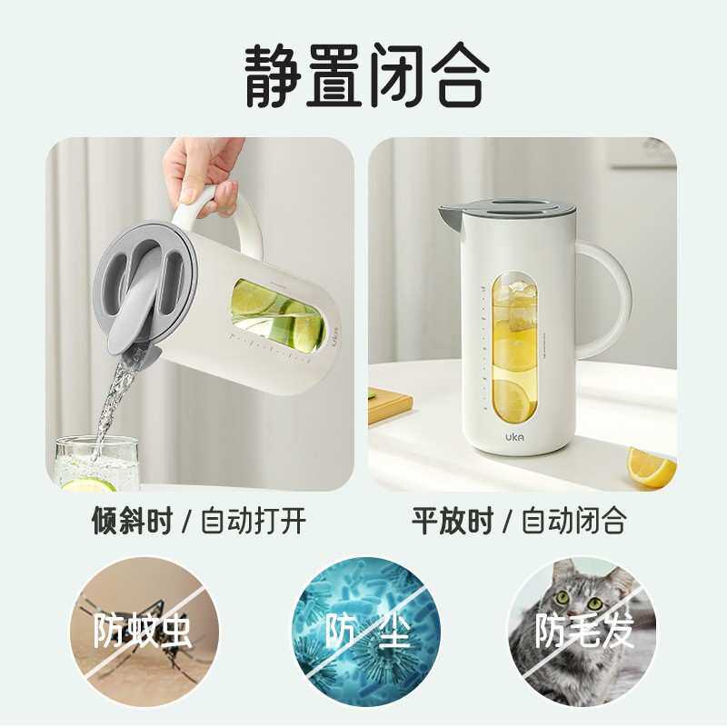 UKA 自开合冷水壶玻璃耐高温家用防爆防烫大容量夏季凉水壶茶扎壶