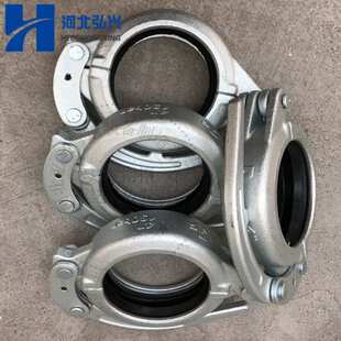 混凝土输送泵管锻造快速DN125管卡  带胶U型卡箍 精铸螺栓管卡