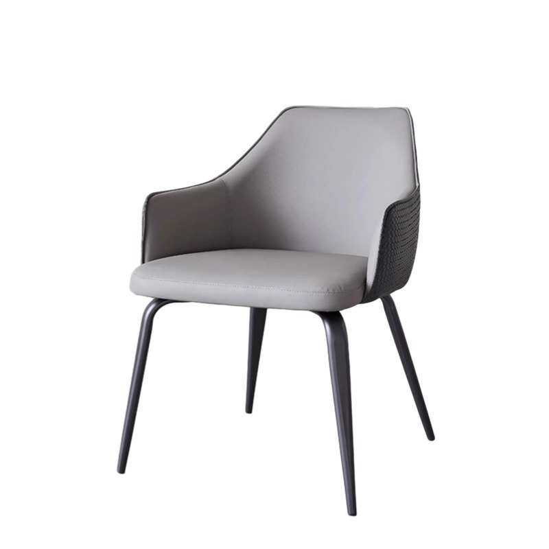意式轻奢皮艺餐椅北欧现代简约椅子靠背酒店洽谈椅休闲会客椅子