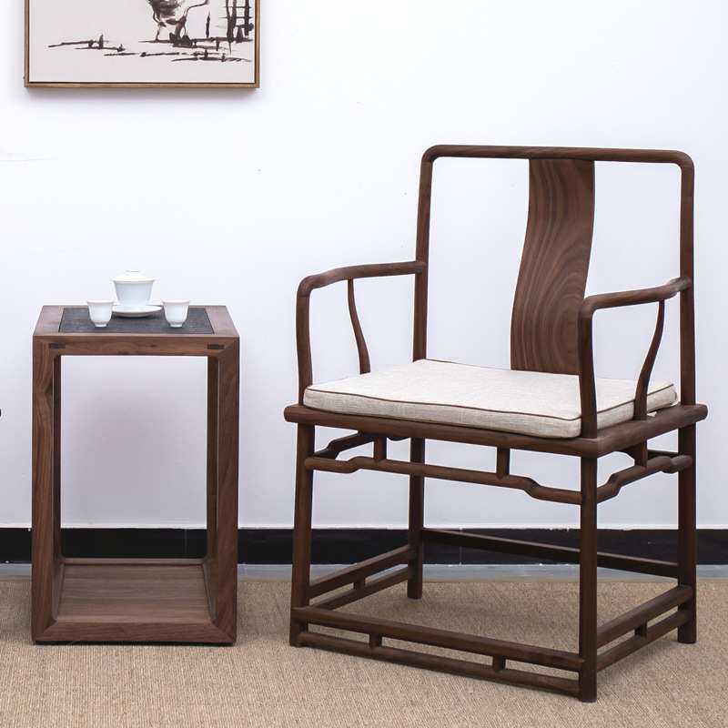 新中式实木餐椅客厅现代禅意书房椅靠背椅酒店茶楼洽谈椅家具