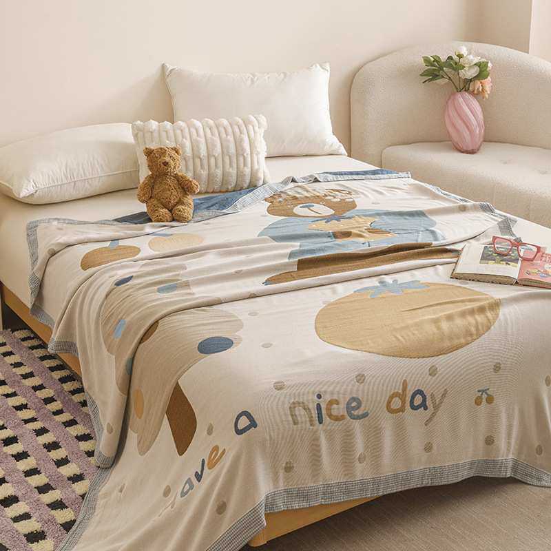 三层竹纤维冷感毯竹语天丝毯夏季毛巾被  童趣夏日亲子毛巾毯子