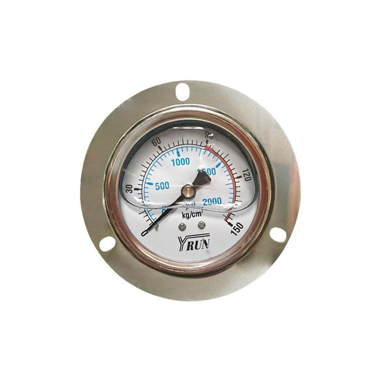 供应YRUN压力表不锈钢轴向带前边耐震充油YBN63ZT150kg2000psi