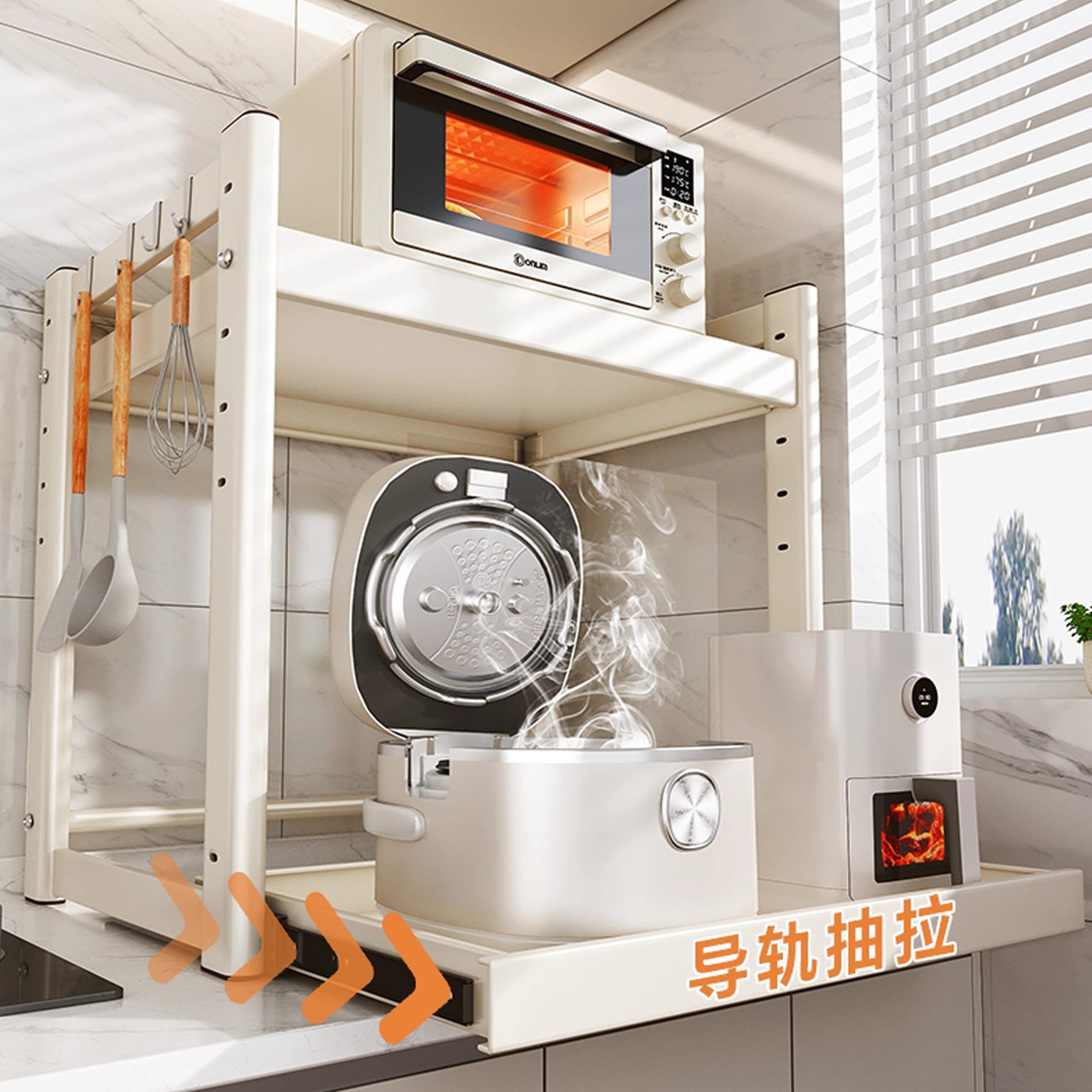 微波炉厨房置物架落地多层缝隙夹缝多功能分层架子收纳烤箱锅具柜