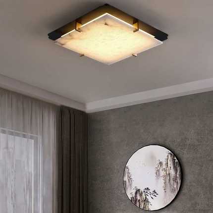 新中式云石吸顶灯led创意中国风设计方形现代书房卧室灯