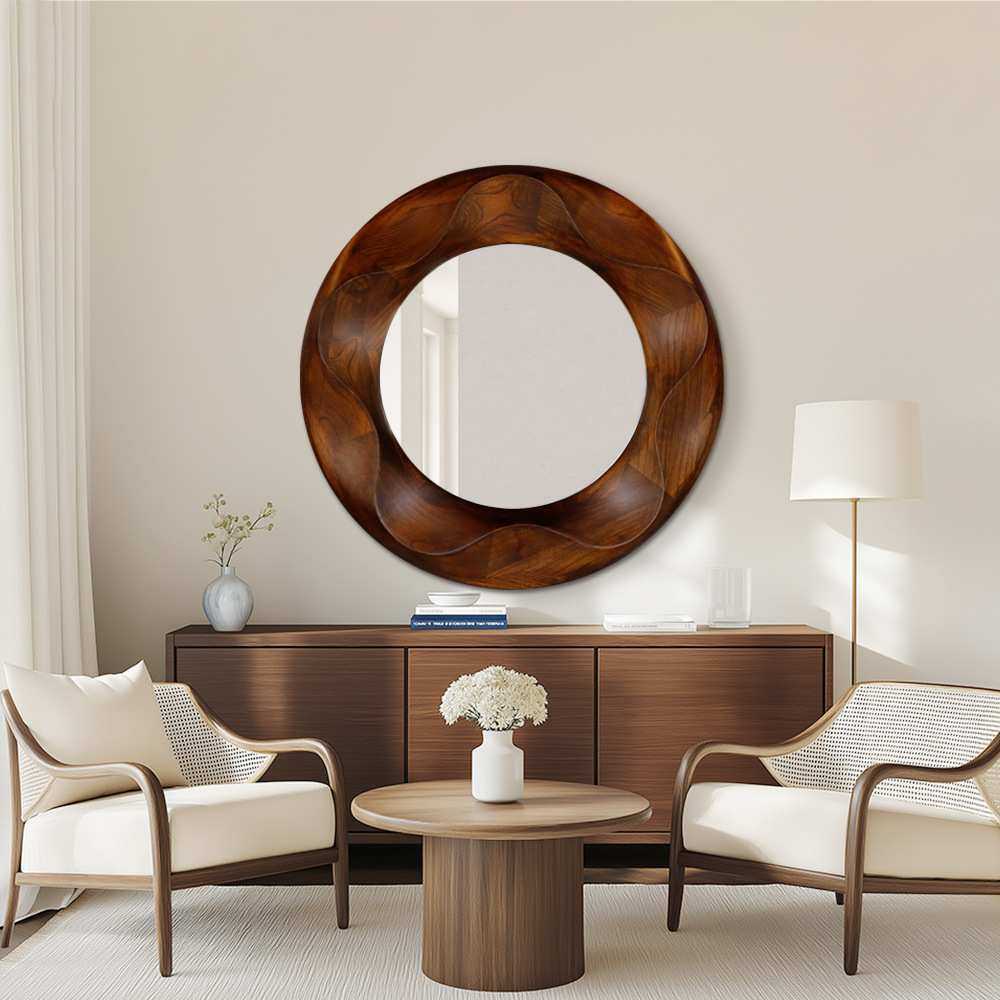 BOLEN复古美式浴室镜实木圆镜子餐边柜斗柜壁炉玄关装饰镜酒店风,3C数码配件,USB灯,淘宝优惠券,粉丝福利购,淘宝优惠卷