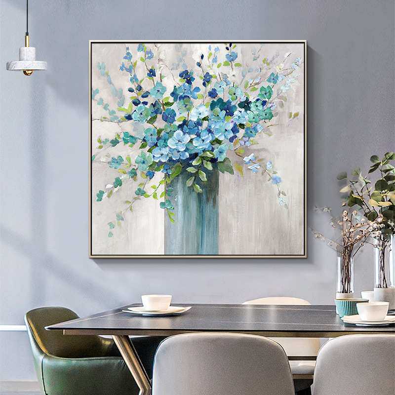 餐厅油画挂画走廊装饰画轻奢现代简约客厅玄关画手绘花卉卧室壁画