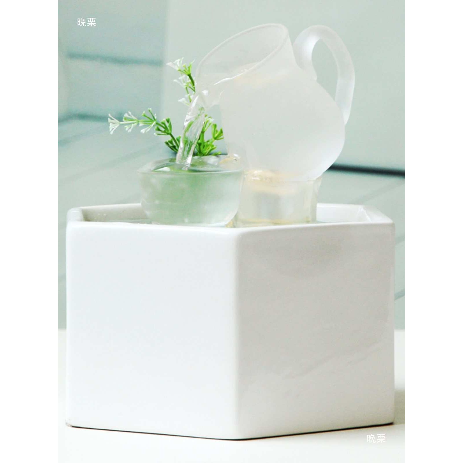 现代轻奢流水喷泉开业玄关创意办公室装饰桌面循环水摆件女士