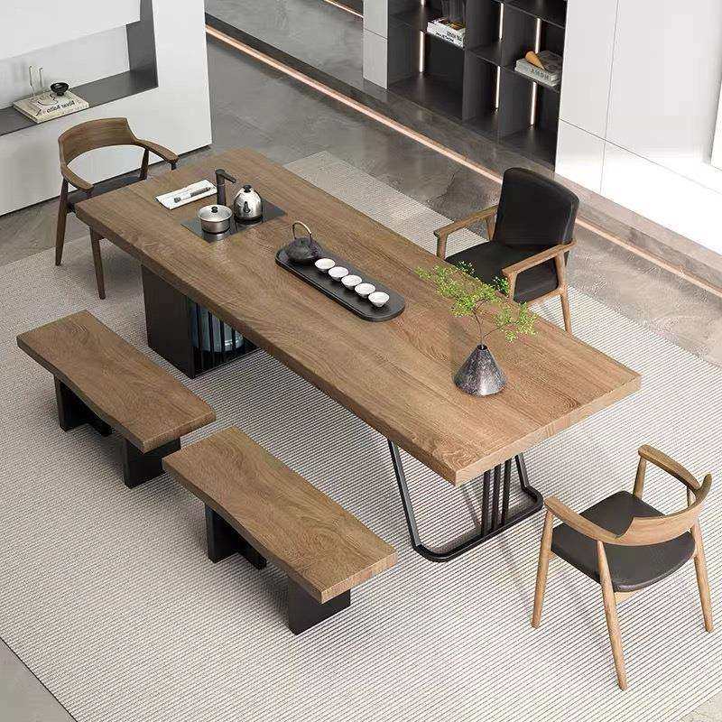 新中式实木家用茶桌茶台桌椅组合会客泡茶桌洽谈桌简约长桌泡茶桌