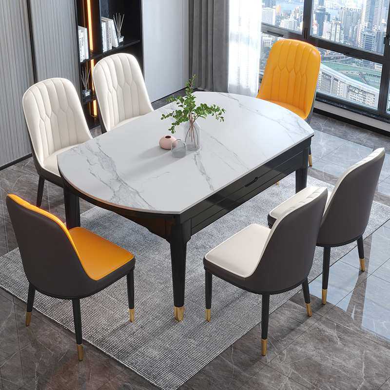 直销现代简约实木岩板餐桌椅组合家用小户型折叠伸缩饭桌轻奢可变,3C数码配件,USB灯,淘宝优惠券,粉丝福利购,淘宝优惠卷