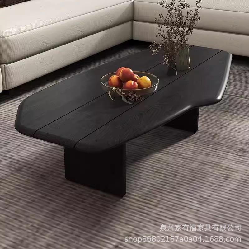 北欧实木茶几家用小户型民宿客厅创意艺术简约现代轻奢黑色矮桌子