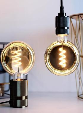 LED扁灯泡螺旋灯丝爱迪仿古造型灯创意氛围灯茶色灰色暖光装饰