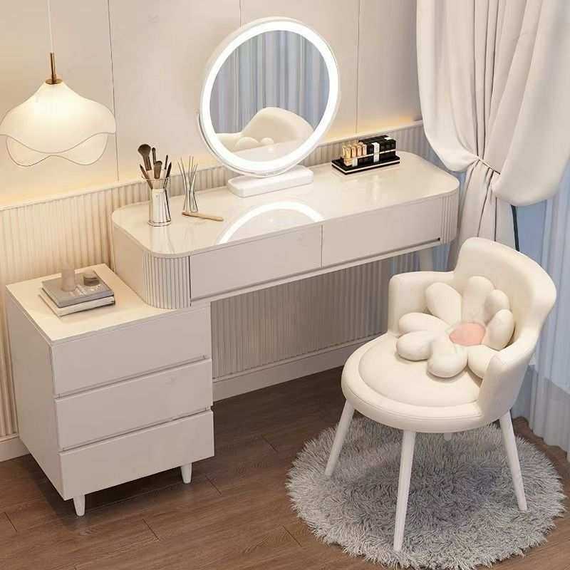 奶油风梳妆台现代简约收纳柜床头柜化妆台一体书桌伸缩化妆桌2024,3C数码配件,USB灯,淘宝优惠券,粉丝福利购,淘宝优惠卷