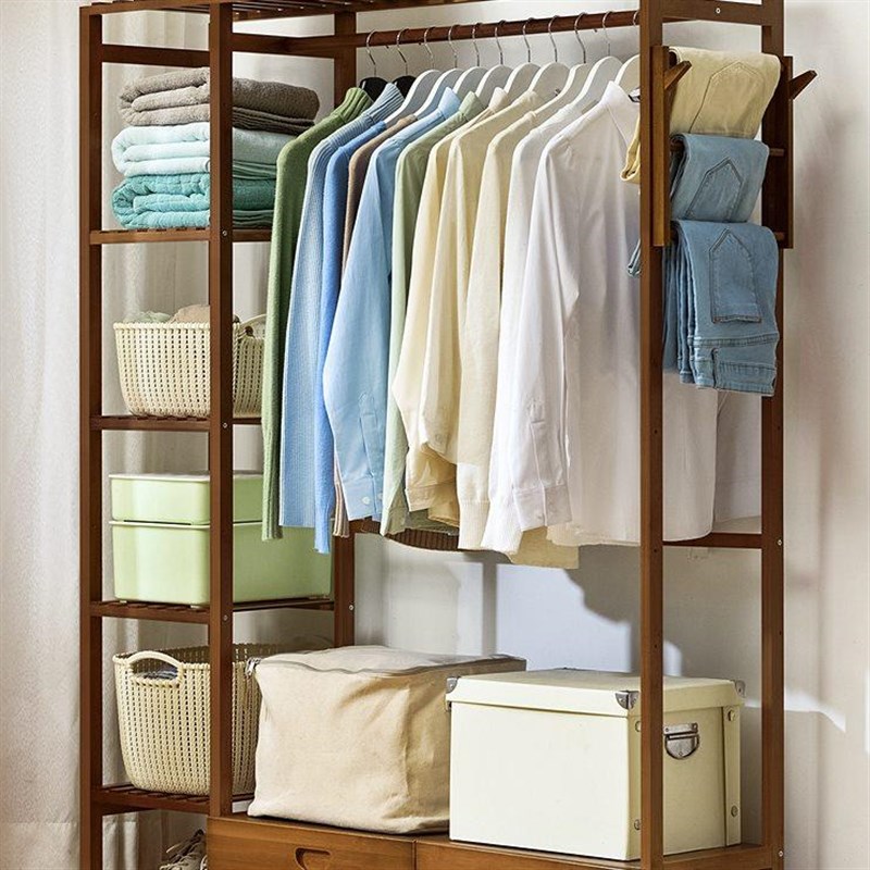 木马人挂衣架落i地卧室衣帽间服包架宿舍家用简易置物柜子简约现