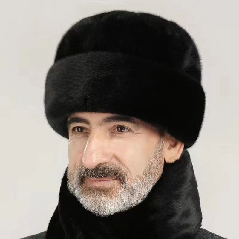 23新款a冬季帽子男冬中老年人棉帽保暖护耳皮草防寒加厚东北户外