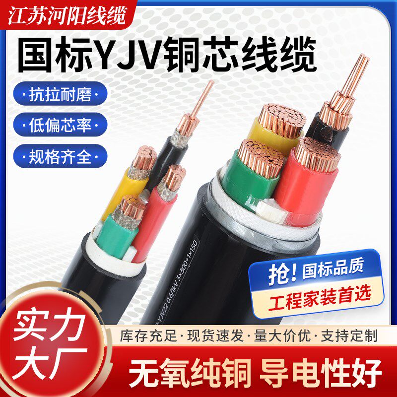 国标铜芯YJV电线纯铜软线10米x电源护套线2.5/4/6/10平方电缆线
