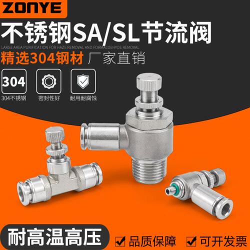 不锈钢速2调SL气缸-节流阀/6气动0/流气管接头0830向限-10-单3041