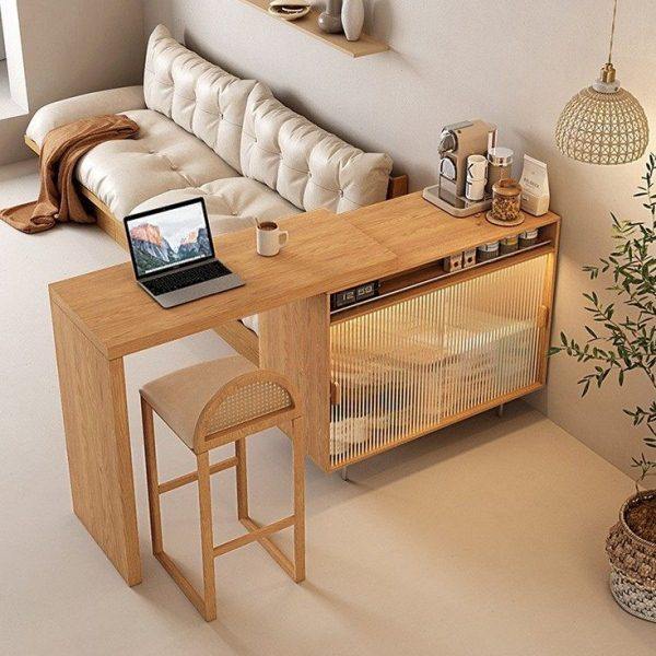 创意酒柜餐边柜现代简约客厅多功能储物收纳柜北欧伸缩转角吧台桌