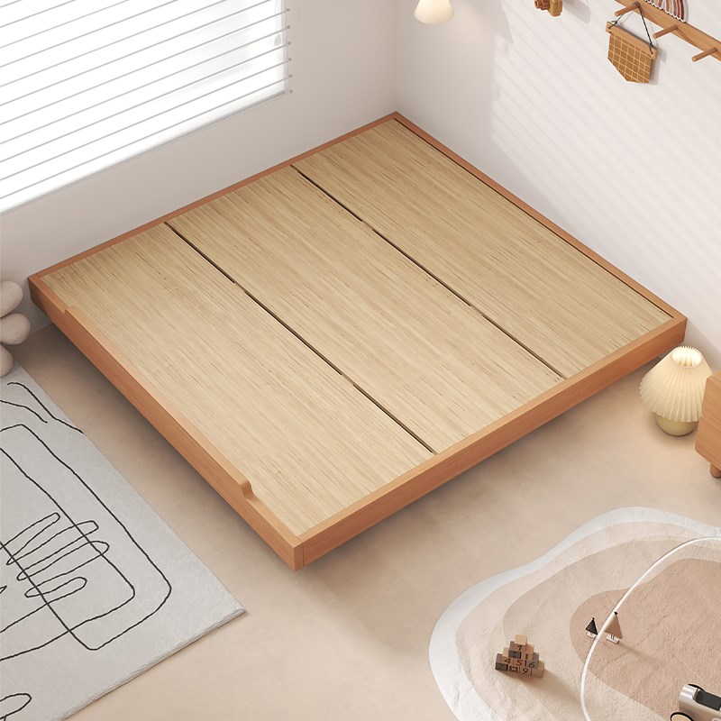 实木床家用卧室小户型1.5米地台悬浮床无床O头排骨架榻榻米榉木床