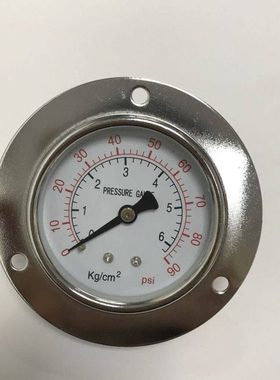 轴向带边罩压力表 带固定圈 压力6kg 90psi 直径60mm 螺纹G1/4