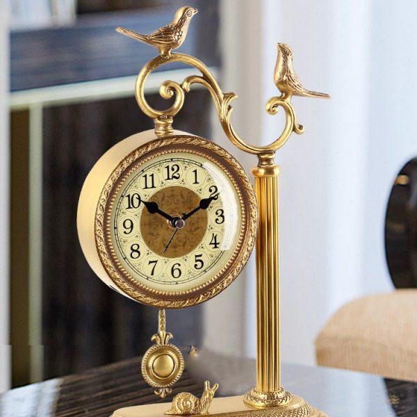 欧式黄铜摆件座钟客厅家用复古台坐钟玄关别墅装饰大气时钟表,家居饰品,台钟/闹钟,淘宝优惠券,粉丝福利购,淘宝优惠卷