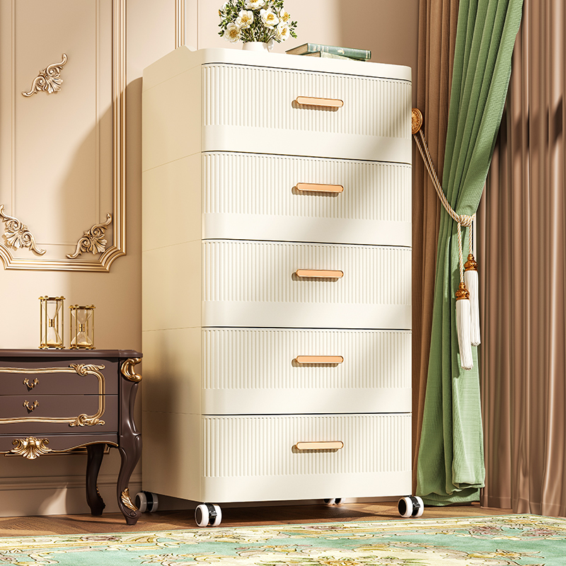 抽屉式收纳柜免安装家用塑料收纳柜客厅多层五P斗柜卧室床头置物