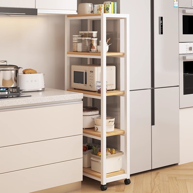 德国厨房置物架落地多层夹缝抽拉式收纳架家用可移动多.功能储物