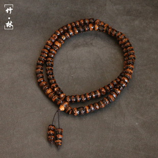 精品纯手工制作满钉老紫竹鞭108颗手持J竹雕老竹根手串文玩竹手链