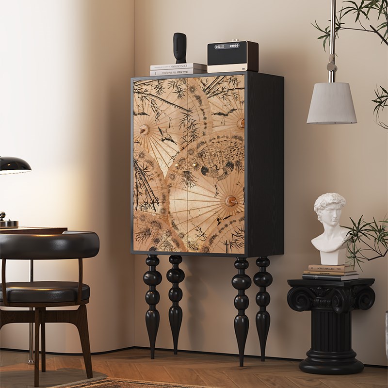 新中式实木斗柜客厅沙发旁斗柜轻奢高级感靠墙收纳柜Y卧室储物柜