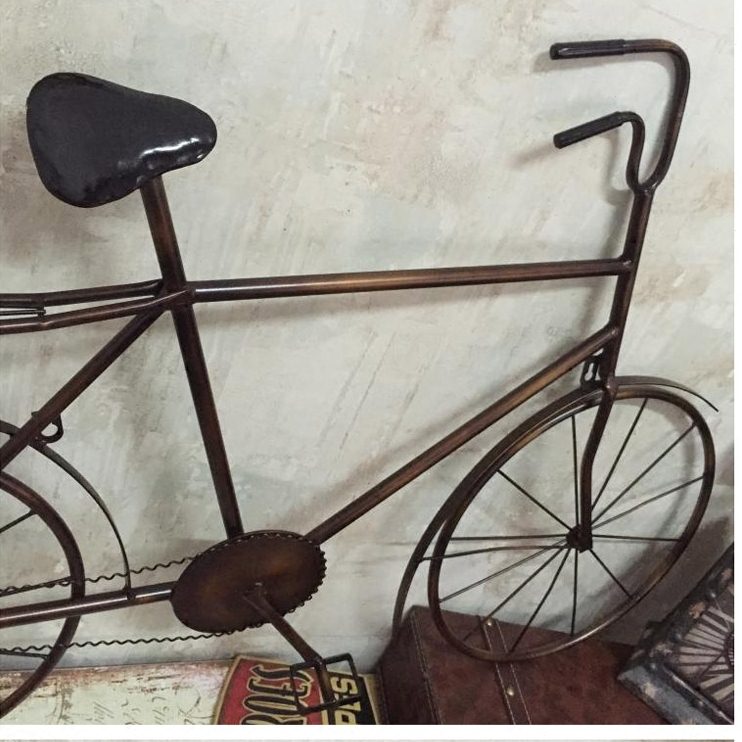复古欧式铁艺自行车壁挂创意壁饰墙饰时尚家居单车挂钟墙壁装饰品