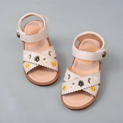 真皮绣花儿童凉鞋2025夏季新款女童汉服童鞋小女孩公主鞋子古风鞋