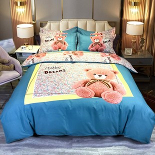 雪晶灵纯棉磨毛四件套全棉3D加厚床上4四件套1.8米床单被套2.0m